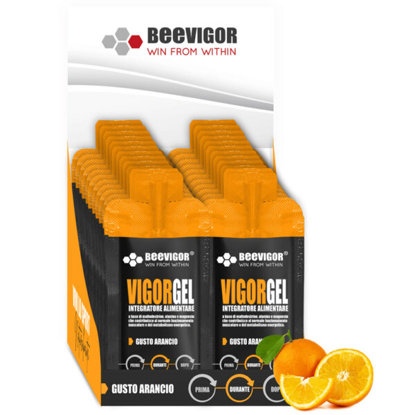 BEEVIGOR Gel gusto Arancio - Bustina Monodose da 30 ml- Integratore gel per Sport di Endurance con Maltodestrine, Alanina e Magnesio - Made in Italy - Supporta Metabolismo Energetico e Funzione Muscolare - immagine 3