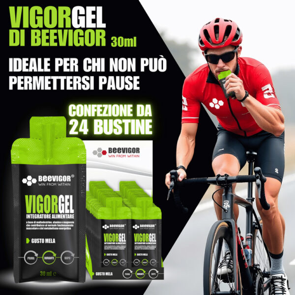 BEEVIGOR Gel gusto Mela - Bustina Monodose da 30 ml- Integratore gel per Sport di Endurance con Maltodestrine, Alanina e Magnesio - Made in Italy - Supporta Metabolismo Energetico e Funzione Muscolare - immagine 8