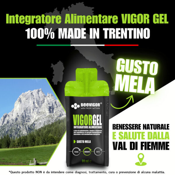 BEEVIGOR Gel gusto Mela - Bustina Monodose da 30 ml- Integratore gel per Sport di Endurance con Maltodestrine, Alanina e Magnesio - Made in Italy - Supporta Metabolismo Energetico e Funzione Muscolare - immagine 7