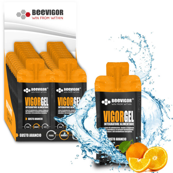 BEEVIGOR Gel gusto Arancio - Bustina Monodose da 30 ml- Integratore gel per Sport di Endurance con Maltodestrine, Alanina e Magnesio - Made in Italy - Supporta Metabolismo Energetico e Funzione Muscolare - immagine 4