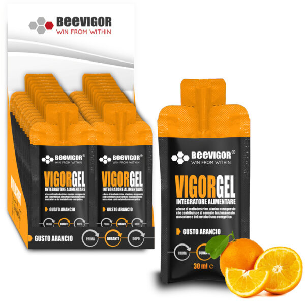 BEEVIGOR Gel gusto Arancio - Bustina Monodose da 30 ml- Integratore gel per Sport di Endurance con Maltodestrine, Alanina e Magnesio - Made in Italy - Supporta Metabolismo Energetico e Funzione Muscolare - immagine 5