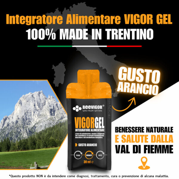 BEEVIGOR Gel gusto Arancio - Bustina Monodose da 30 ml- Integratore gel per Sport di Endurance con Maltodestrine, Alanina e Magnesio - Made in Italy - Supporta Metabolismo Energetico e Funzione Muscolare - immagine 7